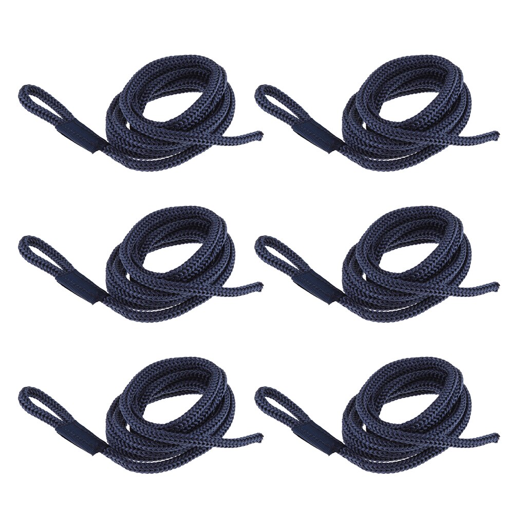 6 Stuks 1/4 Inch 6Mm Marine Dock Lijn Gevlochten Boot Touw 5 Ft Lengte (Blauw)