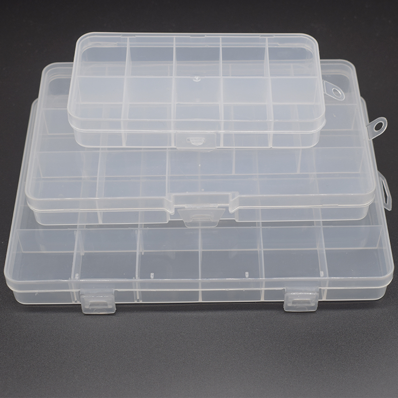 10 \ 13 \ 24 rejilla fija caja de almacenamiento transparente de plástico de los PP caja de accesorios de la joyería de partes de la caja de clasificación componentes de caja de embalaje