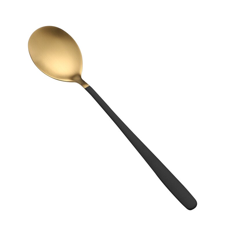 Photo Photography Background Props Black Silver Gold Tableware Set Spoon Fork Knife Set for Fine Western Food: Gold Spoon