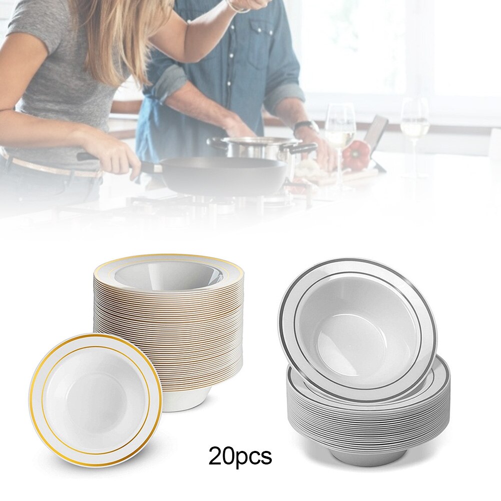 20Pcs Outdoor Picnic Party Camping Disposable Bowls Clear Plastic Disposable Rice Serving Bowl Kitchen Storage Tool
