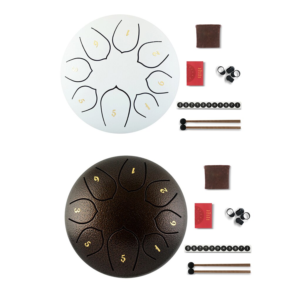 6 inch 11 Tune Percussion Musical Instrument Steel Tongue Drum for Beginner Tune Hand Drum Pad Sticks Carrying Bag Pe