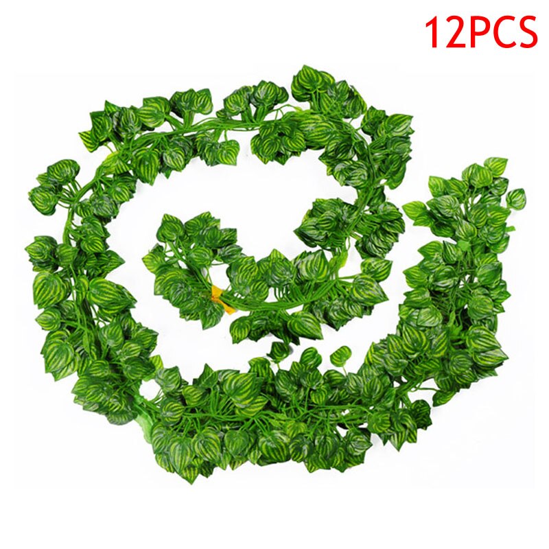 Enredadera colgante Artificial de , hojas de plantas, plástico Natural, decoración de boda, pared de jardín, 12 Uds., 2M: Watermelon Leaf