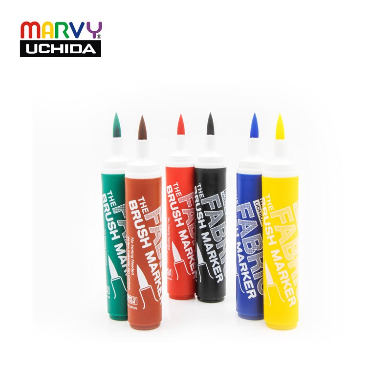 Marvy-Conjunto de rotuladores de punta suave para suéter, bolígrafo de pincel de tinta con Alcohol para tela de Graffiti, resistente al agua, Pe, 722, 6 uds.