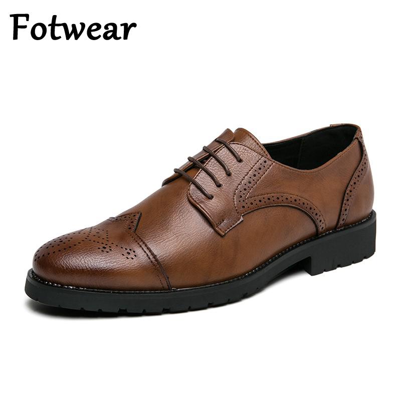 Calzature scarpe Brogue da uomo marroni 38-47 scarpe eleganti da sposa in pelle scarpe stringate da ufficio scarpe formali da uomo scuola oxford da festa maschile Plus