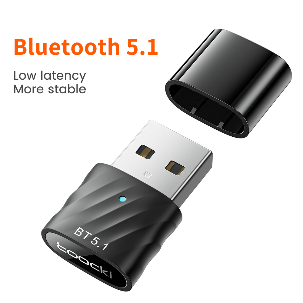 Toocki Bluetooth 5.3 USB Adapter Connector For Laptop Speaker Wireless Mouse Keyboard Music Audio Receiver USB Mini Transmitter: black