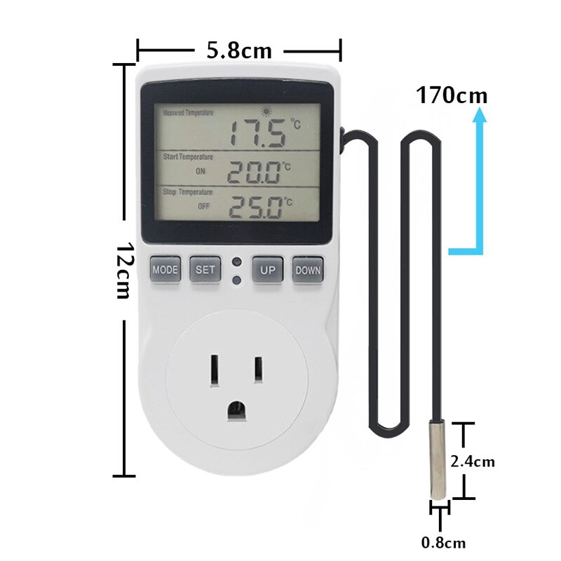 Digital Temperature Controller Socket 110V Wireless Thermostat Socket with Timer Switch Multifunctional Plug US Plug