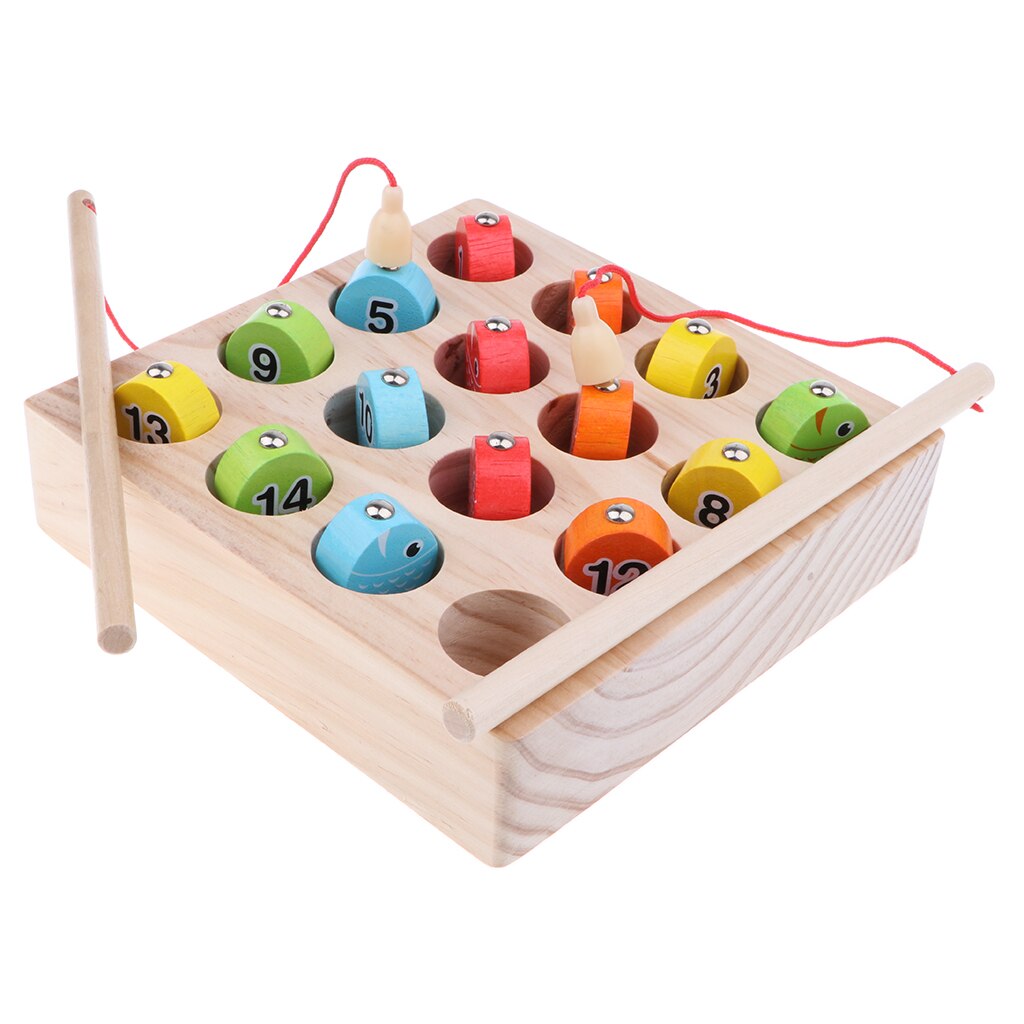 Houten Magneet Digitale Vissen Box Nummers Sorteren Kids Developmental Toy