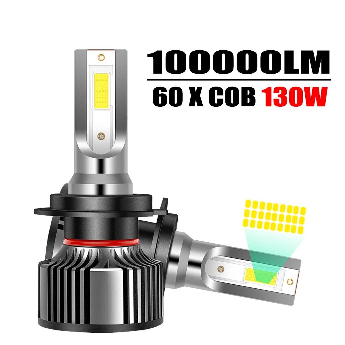 Et par fjernlys til nærlys, 100000lm h7 led-forlygter 9005  h1 h4 h11 hb 3 9006 4 spotlight til tågelygter 130w 12v