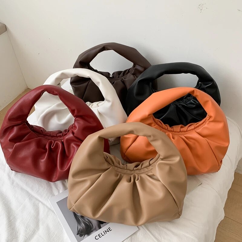 Bolso De hombro De lujo para mujer, bolsa De mano femenina con pliegues, a la , suave, Torebka,