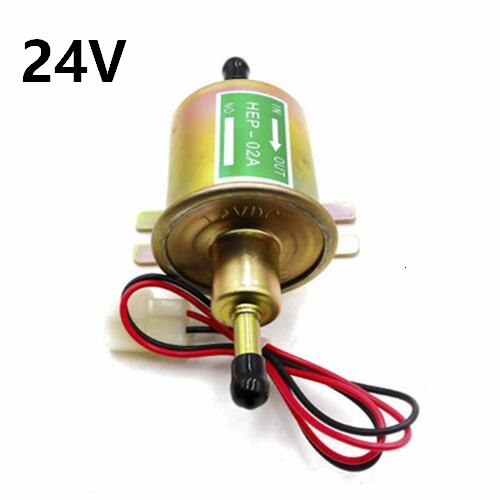 HEP-02A Elektrische Brandstofpomp – 12V/24V, Lage Druk, Voor Boot, Motorfiets, ATV, Auto – Koper, 5/16 Inch Aansluiting
