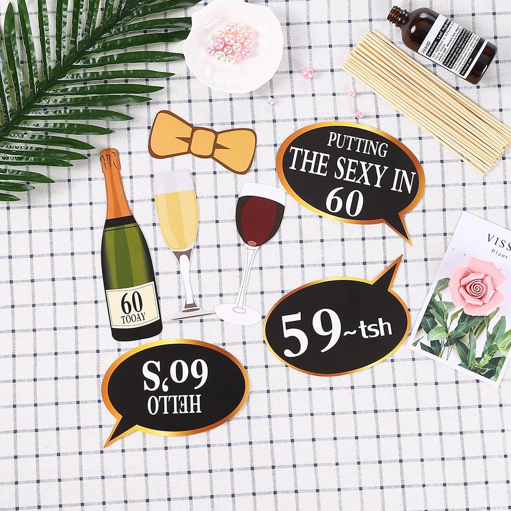 24PCS/Set Party Funny Mask PhotoProps Happy Birthday Party Supplies 30 40 50 Years Old Party Decoration Adult Photo Booth Props