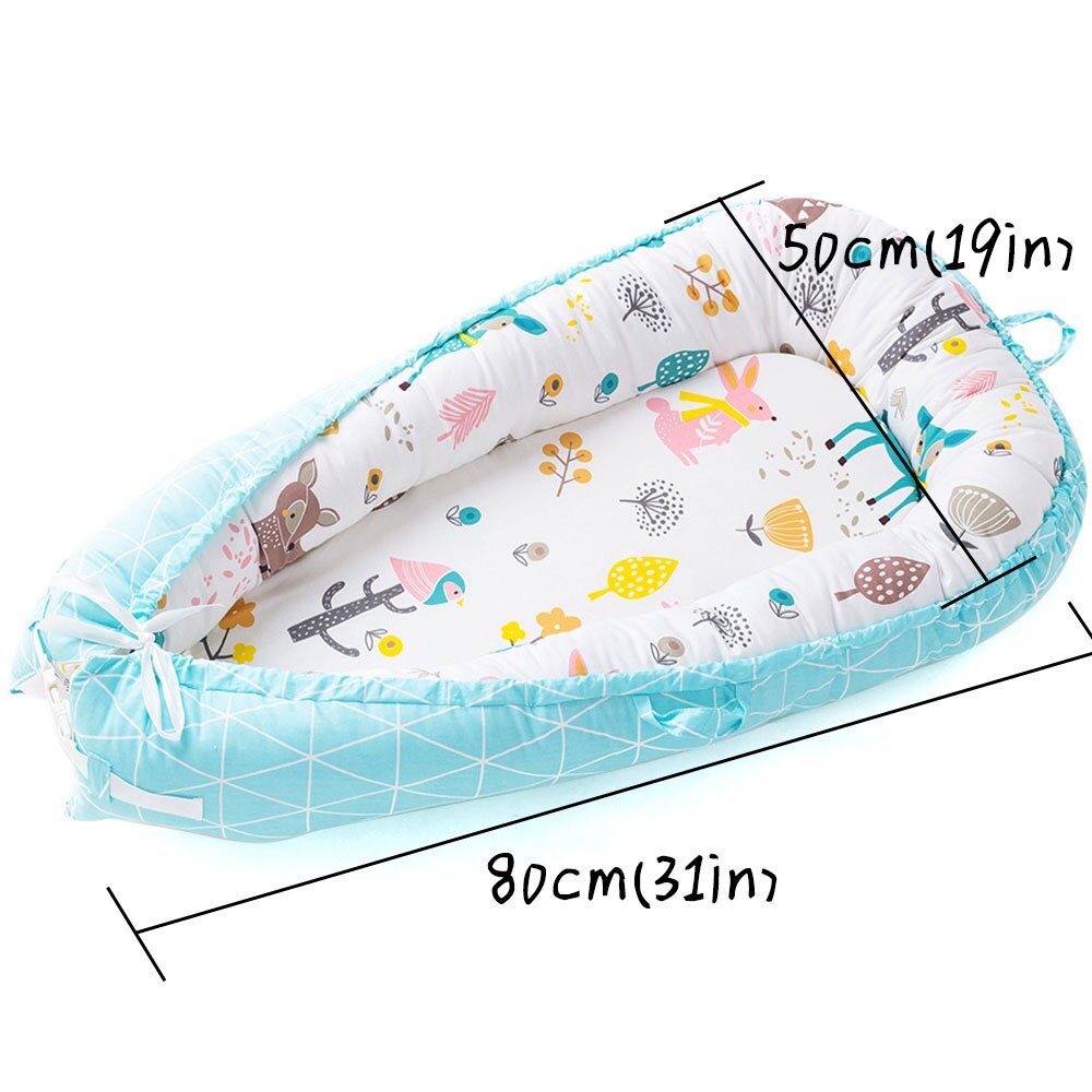 Baby reden seng bærbar krybbe rejse seng bassinet kofanger baby reden seng sikker beskyttelse naturlig bomuld til babyer spædbarn  hm0004: Blå baby reden