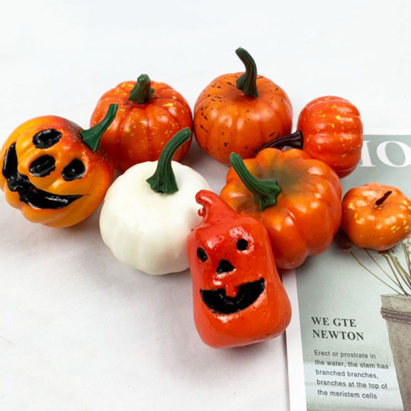 16pcs Halloween Simulation Foam Pumpkin Vegetable Cabinet Photography Display Model Props Crooked Pumpkin .