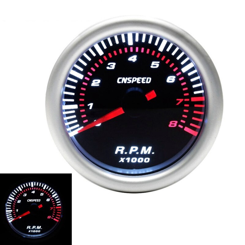 Car Tachometer Speedometer Car 12V Modified Tachometer 2 inch Display With 0-8 Speed Tachometer for Auto Vehicle Speedometer