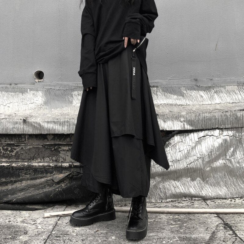Kimono de estilo japonés para hombre y mujer, pantalón estilo Harem, Haori, Vintage, holgado, negro, cruzado, pierna ancha que combina con todo, disfraz Samurai: Pant