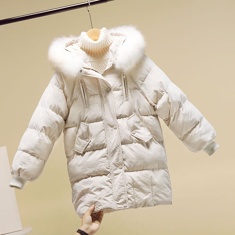 Kappa ledig kappa vinterjacka dam stor päls huva tjock dunparkas kvinnlig jacka varm vinter ytterkläder