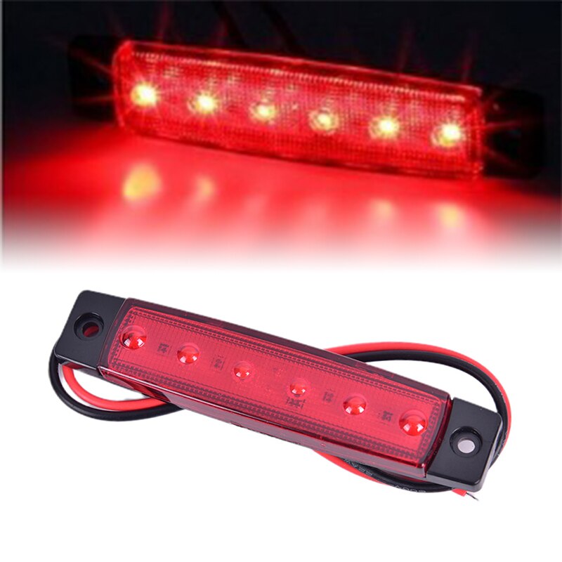 Indicador lateral de camión, Bombilla de señal intermitente LED de 12V y 24V para coche, camión, remolque, luz de advertencia trasera, luces de freno, 1 ud.: Rojo