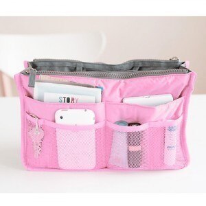 7 Colours Organizer Insert Liner Travel Bag Organizer Large Purse Ladies Cosmetic Women Cosmetic Bags Ladies Travelling Bags: Pink