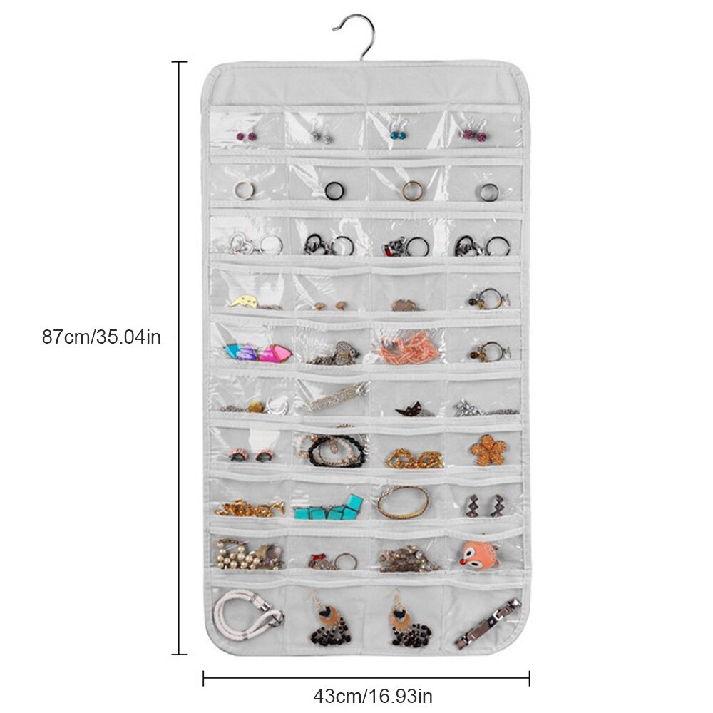1 Uds 80 bolsillos organizador de joyas colgantes doble cara bolsa para guardar joyas para guardar pendientes bolsa de joyas