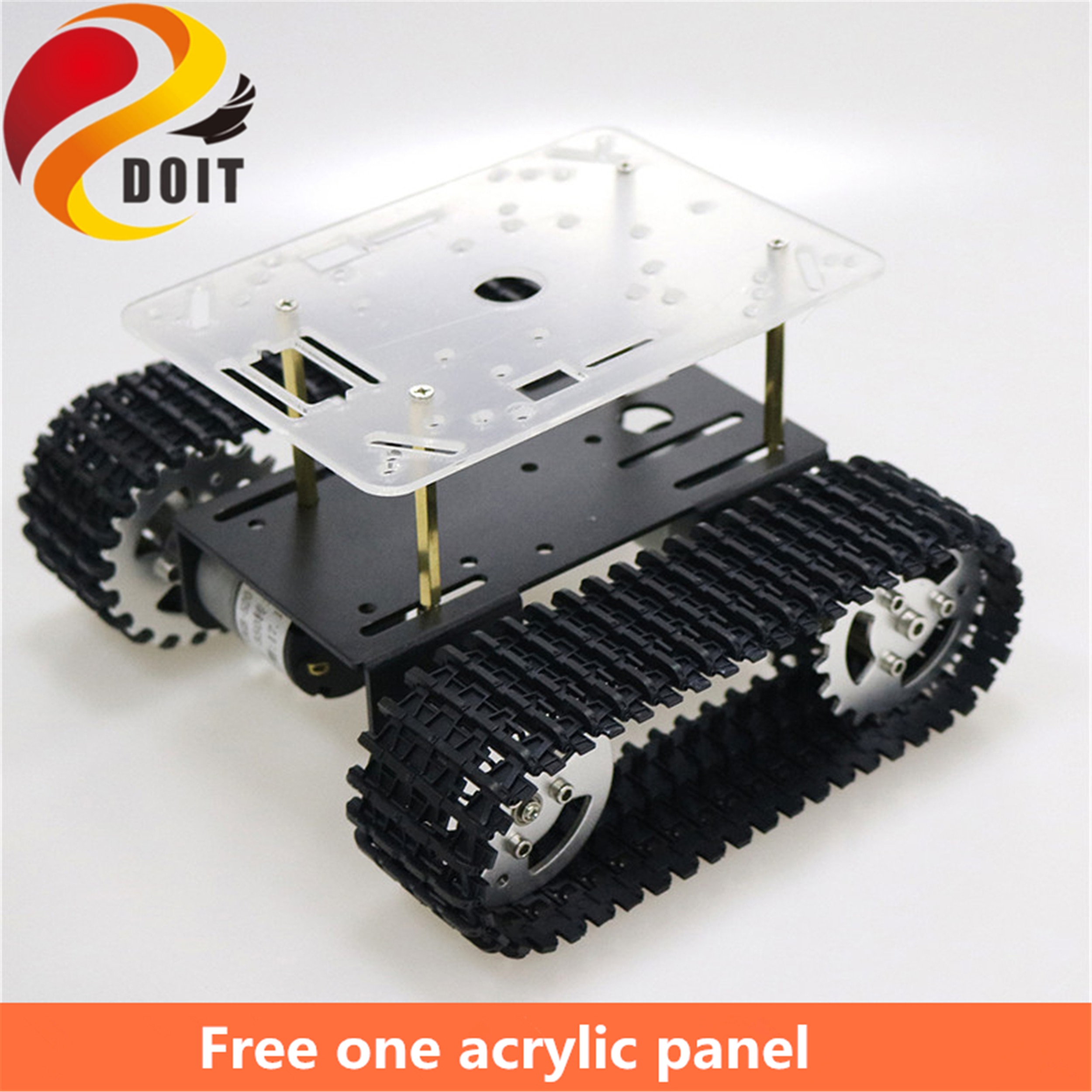 SZDOIT T101 Metal Smart Robot Tank Chassis Kit Tracked Crawler Robotic Platform Unassembled DIY For Arduino Free Acrylic Panel
