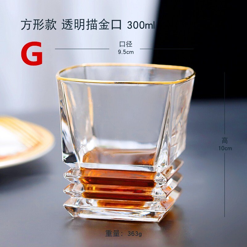 Gold Rim Whiskey Glass Mug Irregular Shape Whisky Glass Wine Glass Beer Glass Cups And Mugs Style Transparent Cups: G