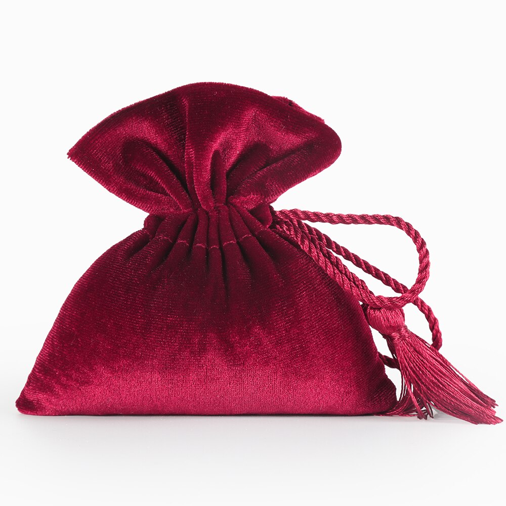 12*14cm Tassel Velvet Bag Drawstring Candy Pouch Packing Bags Wedding Bag