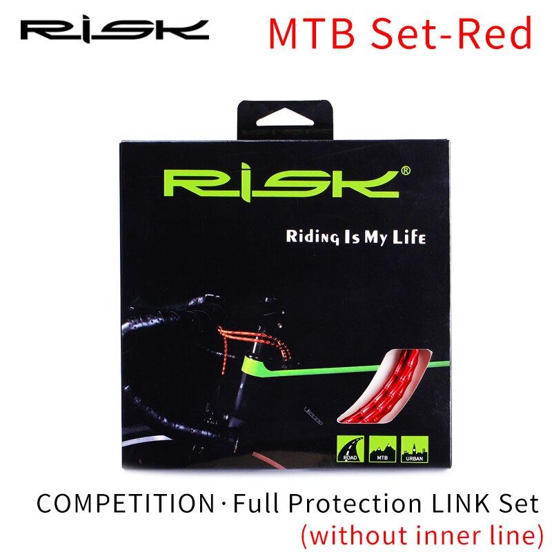 Risk RC303 MTB Road Bike Full Protection Derailleur Shift Brake Link Cable Waterproof Aluminum Bicycle Shift Brake Wire Set: MTB Set-Red