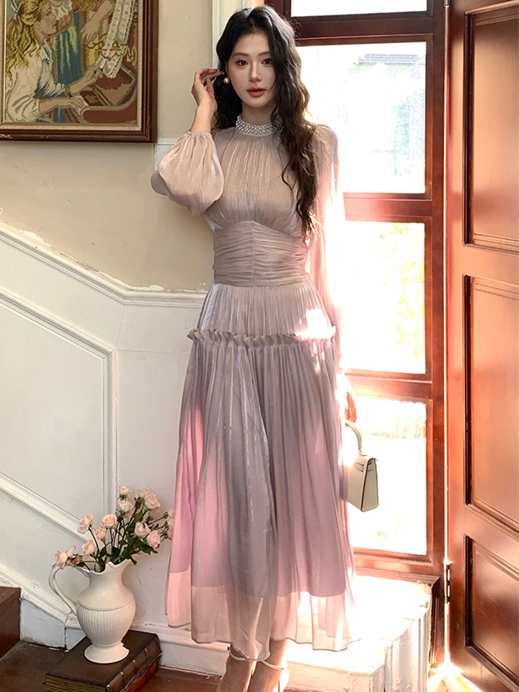 Französisch Romantik Abendkleid Frauen Kleidung Süße Fairycore Perle Falten max Kleid Geburtstag Party Vestidos Frühling