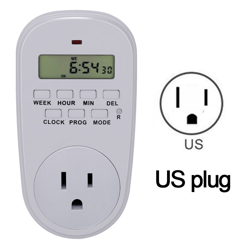 230v justerbare programmerbare indstillinger af ur/tænd/sluk tid digital timer switch energibesparende smart strømstik eu/us stik: Os stik