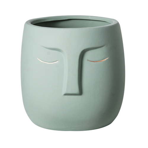 Pot de fleur avec visage en céramique, Pot de fleurs avec personnage abstrait moderne, Vase de plantes en Pot de jardin, décoration de jardinage, ameublement: C-10.5x10.5x12.5cm