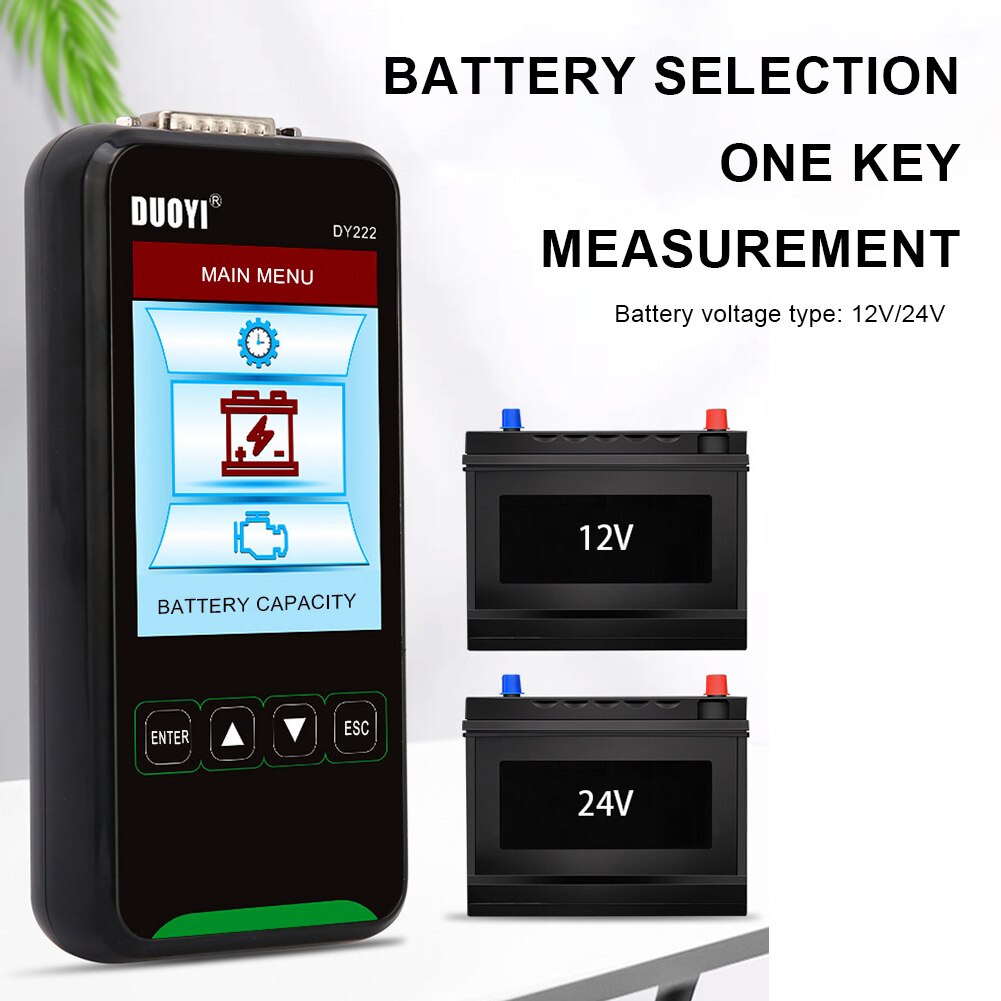 DY222 12V/24V Car Battery Load Tester Multifunctional Battery Health Checker Automotive Battery System Tester
