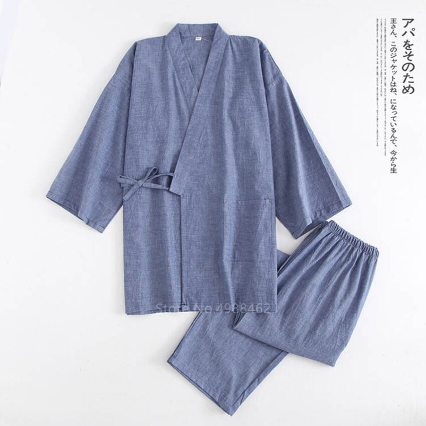 Asiatisk sommer hjemmetøy japansk stil spa tradisjonelle kimono bukser herre stripe samura pyjamas yukata jinbei nattøy pyjamas