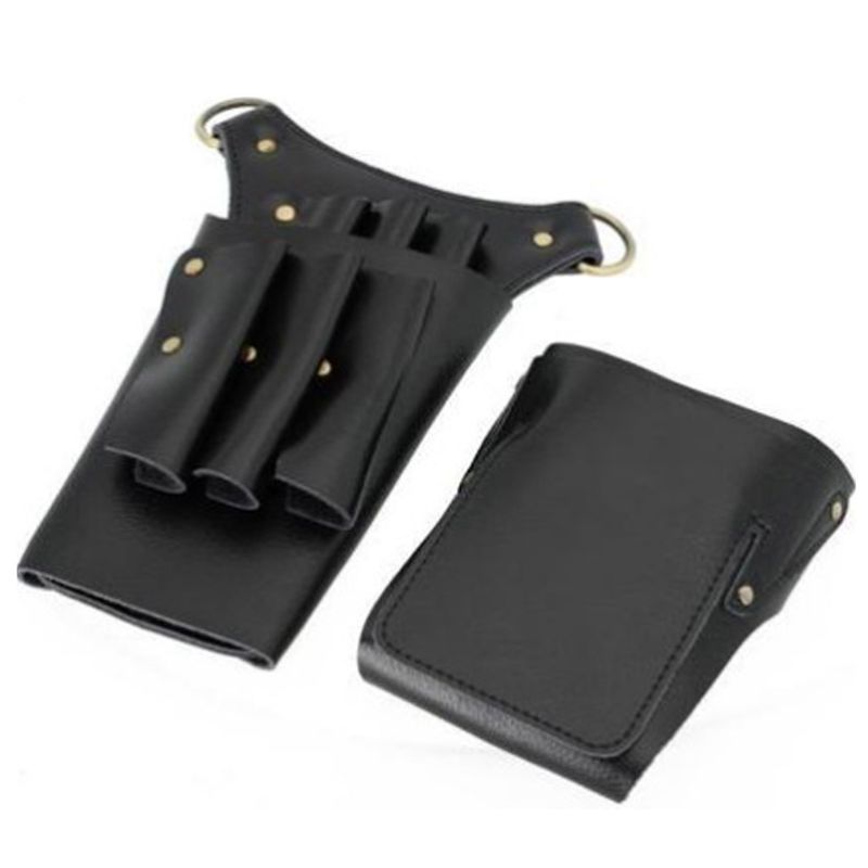 Portable PU Leather Scissors Bag with Strap Hair Stylist Pocket Hairdressing Tool Pouch for Hairdressers