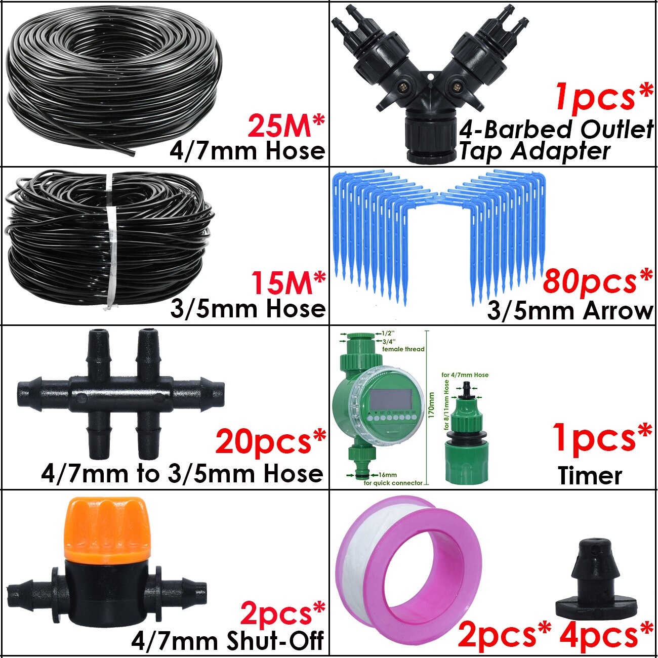 Kas Automatische Elleboog Emitter Drip Systeem 4/7 3/5Mm Slang Tuin Watering Irrigatie Kit Voor Thuis Ingemaakte plant: Chocolade