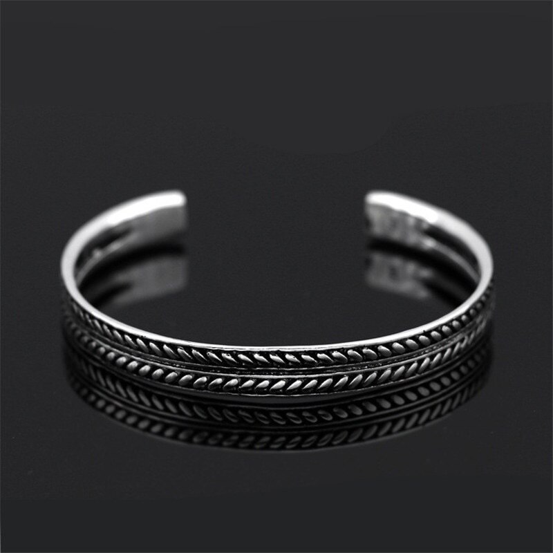 Viking retro bladmønster punk gotisk åbent armbånd til mænd og #39 ;smykker