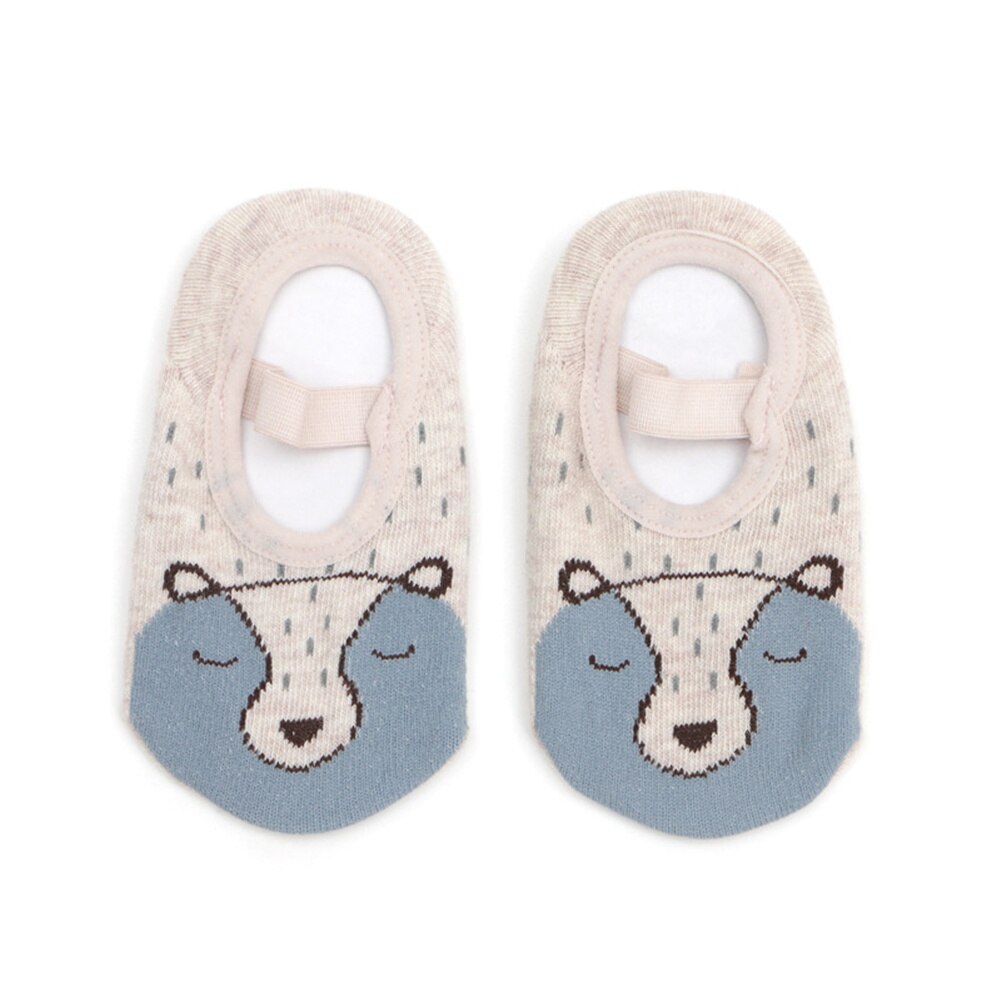 Chaussettes de sol tricotées pour enfants de 0 à 4 ans, nouvelles chaussettes chaudes en caoutchouc pour bébés, chaussures de dessin animé, antidérapantes: Grizzly bear / 1-3T