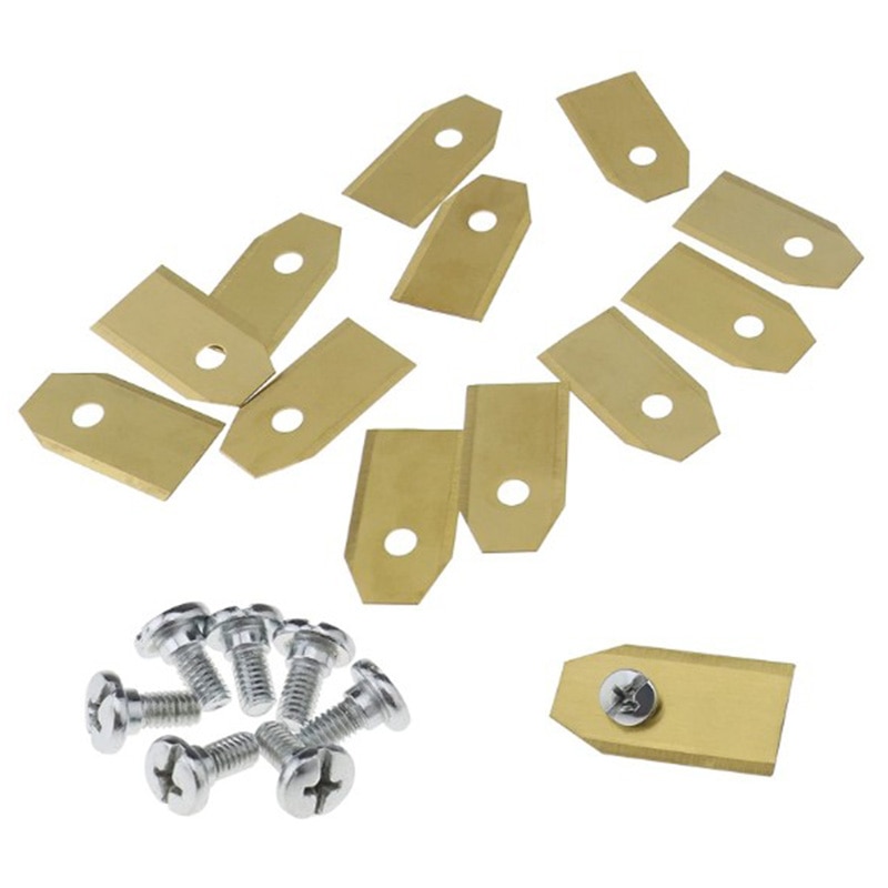 HLZS-0.75MM Titanium Coated Stainless Steel Lawn Mower Blade Replacement + Screw Parts for Husqvarna Automower 100Pcs: Default Title