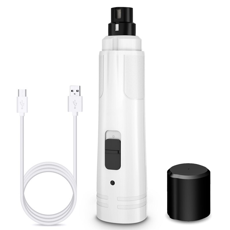Painless Quiet Electric Nail Clipper Dog Grinder File Pet Claws Grooming and Care Supplies for Dogs Cat Charging Trimmer Tools: 2-speed White