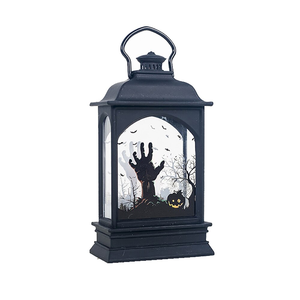 Halloween transparante stormlantaarn nachtdecoratie kaarslamp led bar sfeer decoratie accessoires: Multi