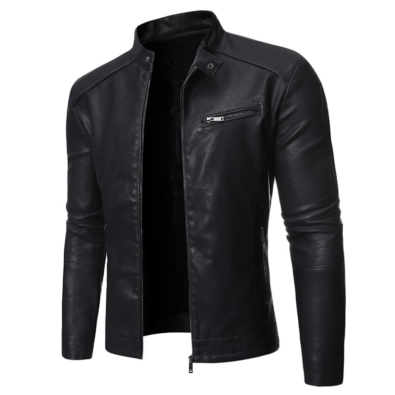 Men Jacket Leather Motorcycle Men's Leather Lapel Versatile Personality Slimming Zipper Pocket Men's Wash Leather Coat