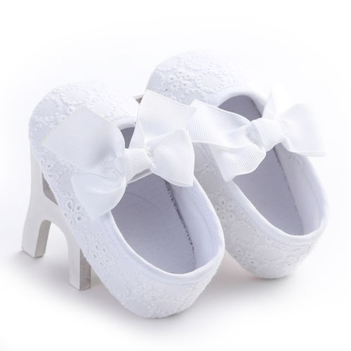 Cute Infant Baby Toddler Kids Girls Crib Shoes Bow Outdoor First Walkers Prewalker Baby Shoes 0-18M: White / 13-18 Months