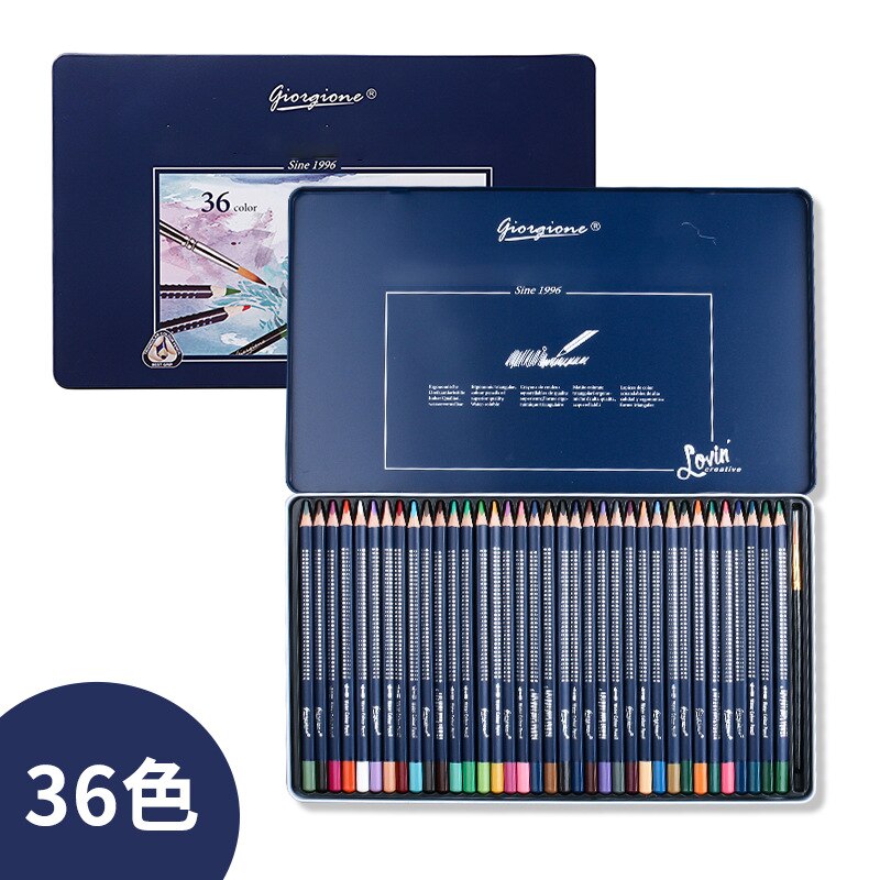 48/72/120 Kleuren Aquarel Potlood Driehoek Water Oplosbare Kleurpotloden Ijzeren Doos Met Borstel Pen Voor Draw Kinderen School art: 36 color set