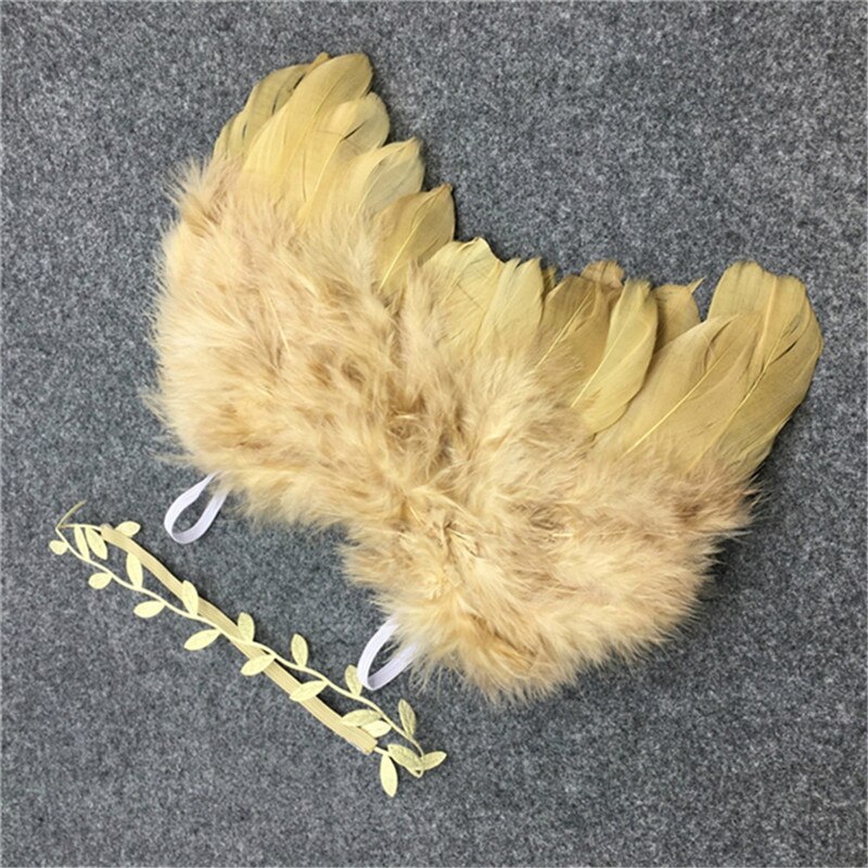 Lovely Baby Photography Props Infant Girls White Angel Feather Wings Wing Set Costume + Headbands Kids Outfit Photo Prop: 04