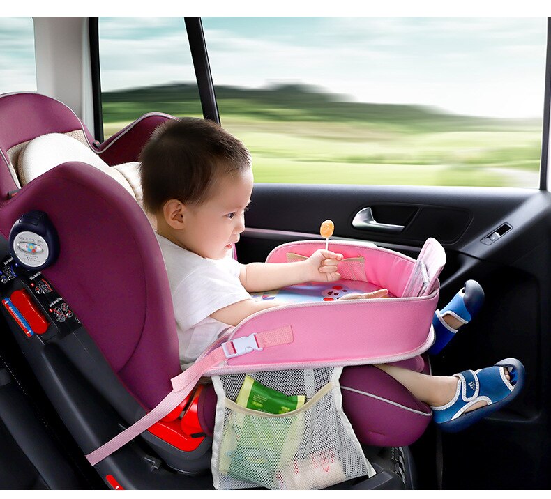 Kinderen Waterdichte Verbeterde Multifunctionele Autos Baby Seat Lade Tafel Autostoel Lade Opslag Speelgoed Baby Houder Cartoon Baby Hek