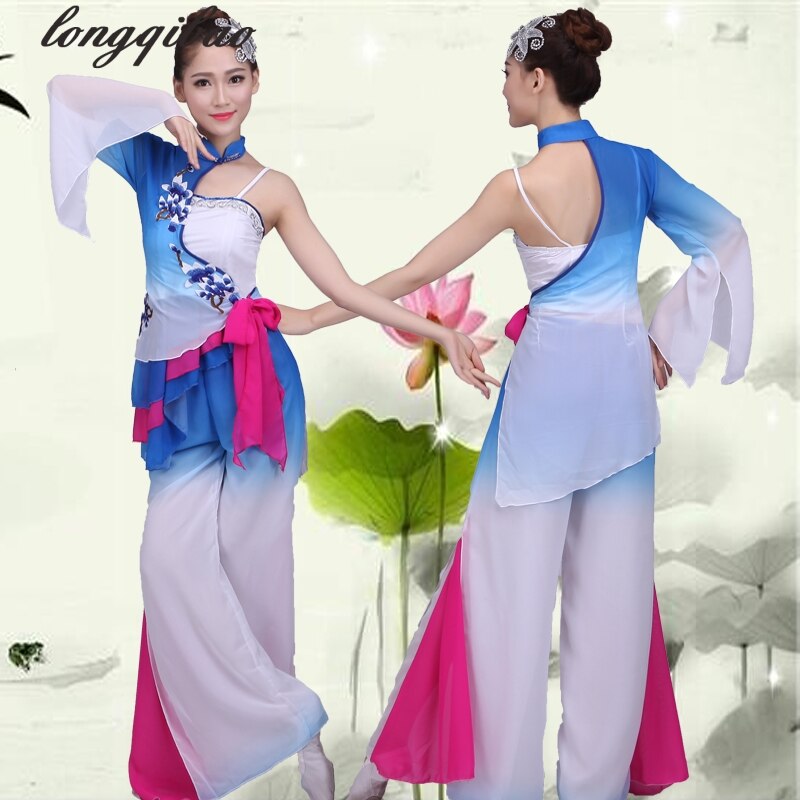 Robe de tambour chinoise pour femmes, Costume de danse classique, dégradé de couleur, vêtements de Performance sur scène TB7571