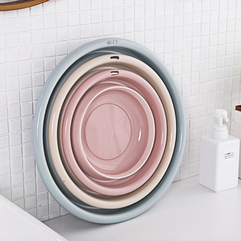 1PC Outdoor Folding Wash Basin Folding Bucket Container Portable Basin Collapsible Silicone Washbasin Bathroom Accessories #