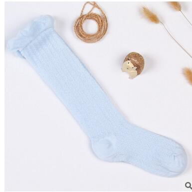 Baby meisjes kniehoge sokken voor kinderen prinsessensokken schattige effen meisjes lange buissokken kindersokken dun mesh volledig zonder ribbels: Blauwe mesh knie / 12 to 24 maanden