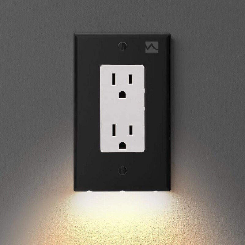 High Durable Convenient Outlet Cover Duplex Wall Plate Led Night Light Cover Ambient Light Sensor for Hallway Bedroom