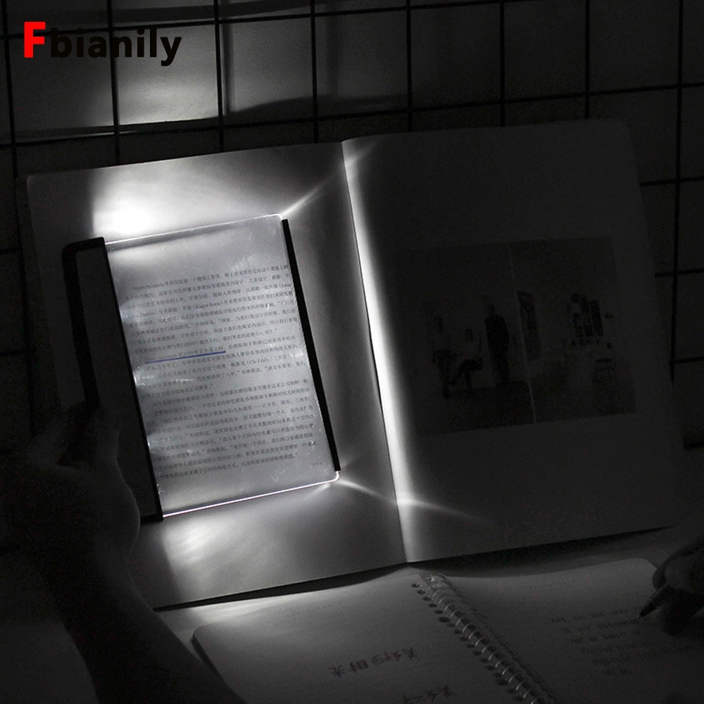 Novidade led livro luz de leitura placa plana luz da noite portátil viagem dormitório lâmpada mesa led olho proteger