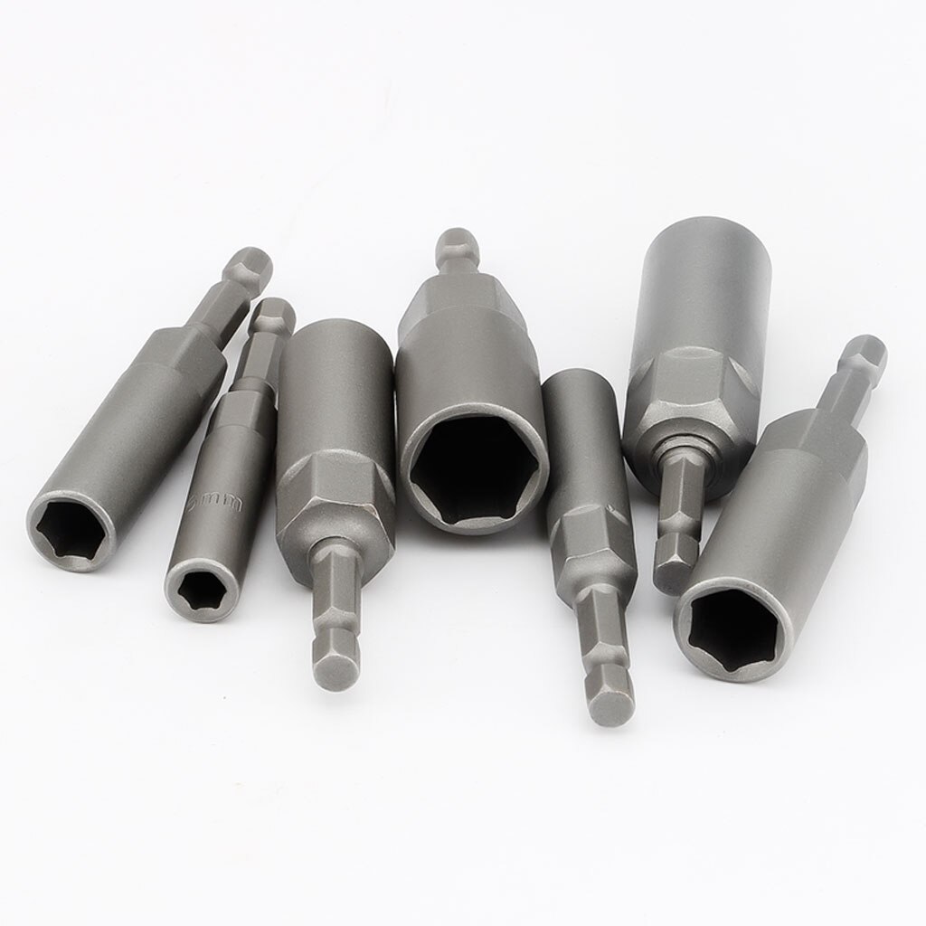 1/4 Inch 6-19mm Length 80mm Hex Shank Power Nut Driver Magnetic Drill Bit Socket Wrench Set Adapt Tools